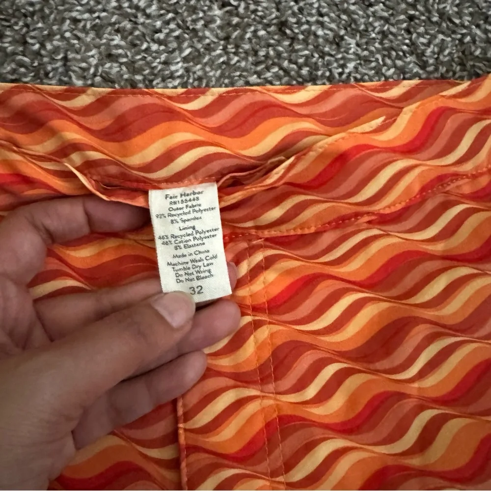 Fair Harbor Orange Wave Pattern Men’s Swim Trunks